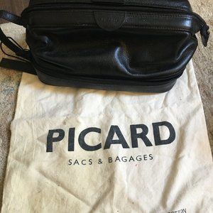 Picard Black Leather Toiletry Bag with Dust Bag!